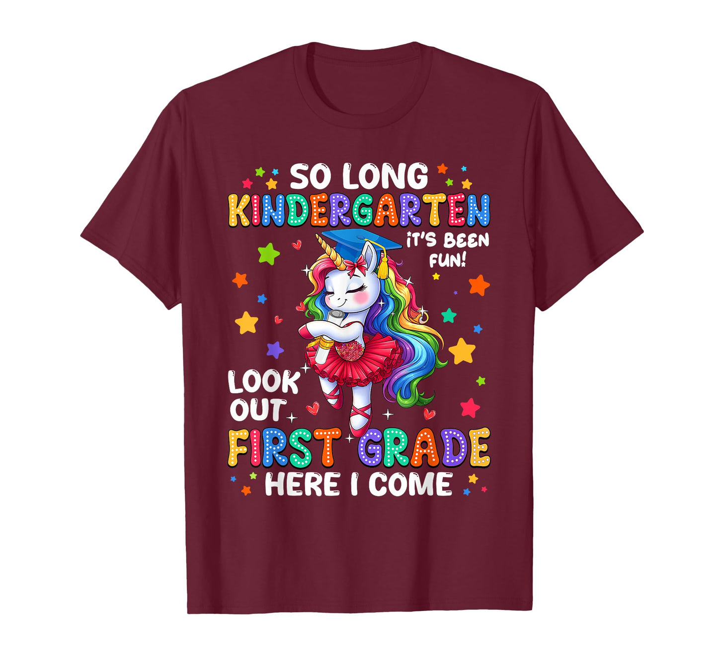 Kindergarten Graduation 2025 Cute Unicorn Girl Graduate Kids T-Shirt