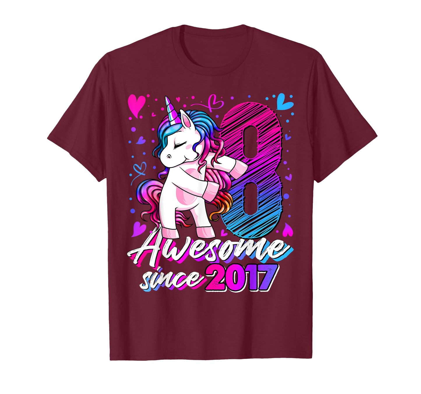 8 Year Old Unicorn Gifts For Girls 8th Birthday Girl Party T-Shirt