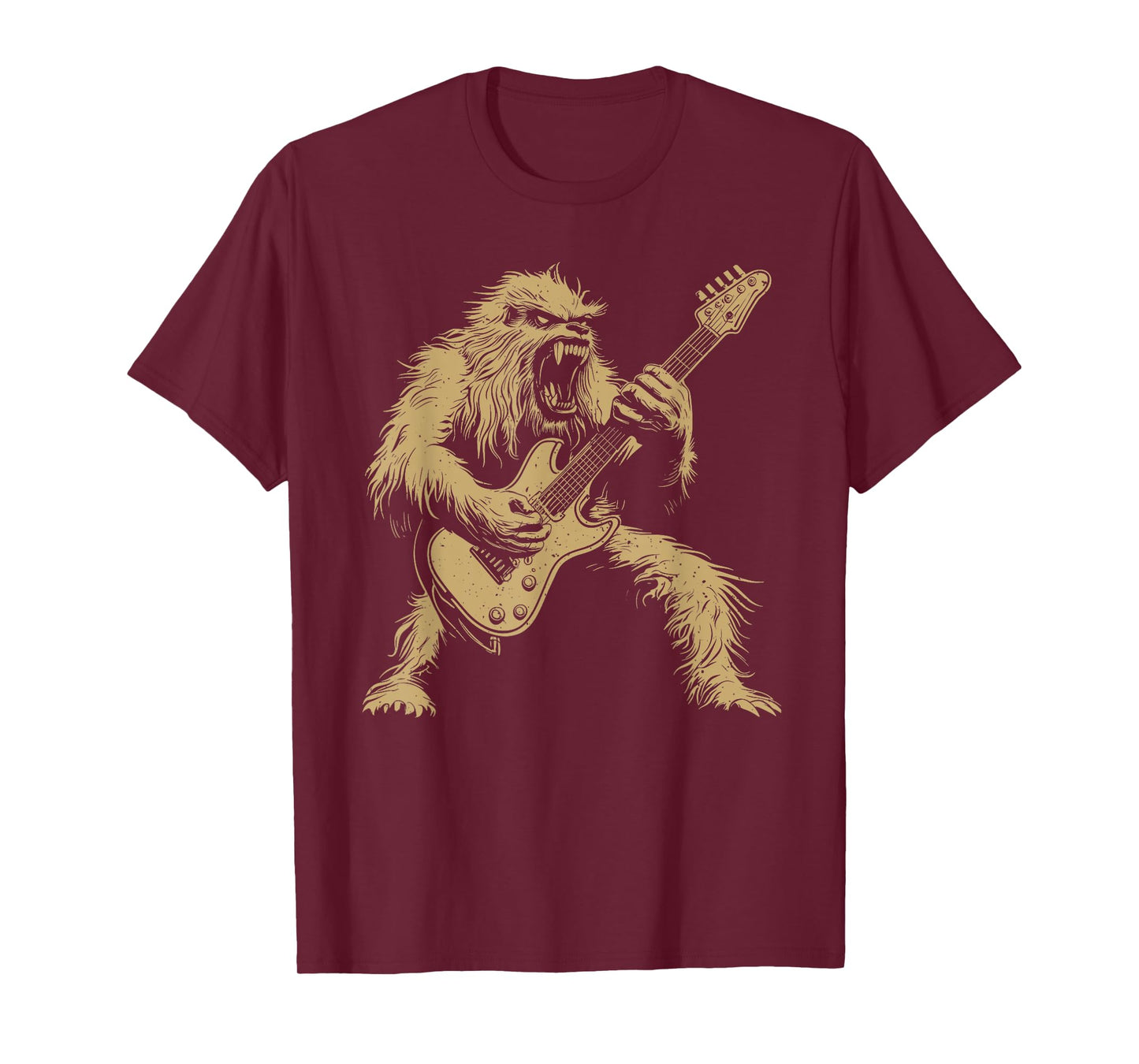 Funny Bigfoot Playing Guitar Star Rock & Roll Men Women Kids T-Shirt