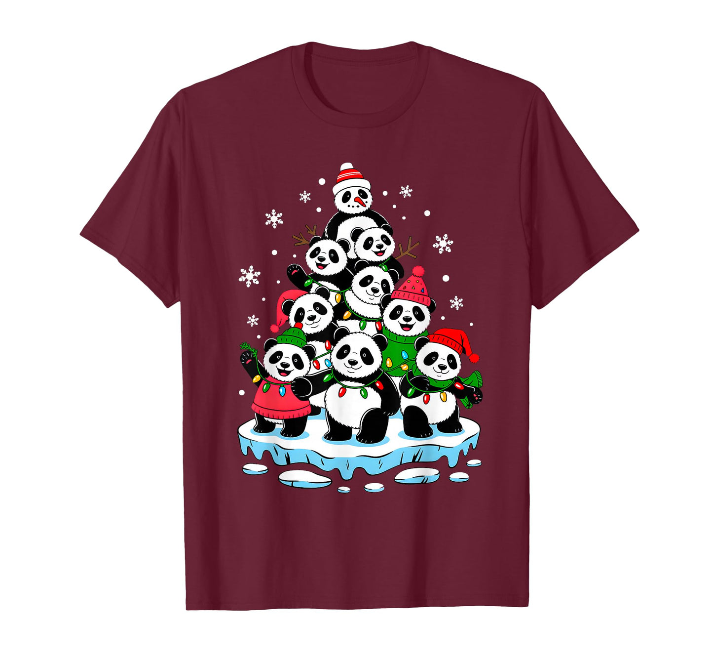 Panda Christmas Tree Panda Lover Xmas Squad Men Women Kids T-Shirt