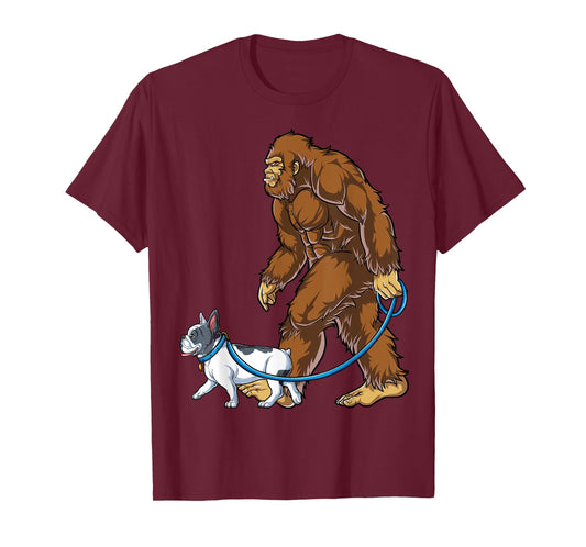 Bigfoot French Bulldog Dog Walk Funny Sasquatch Lovers Men T-Shirt