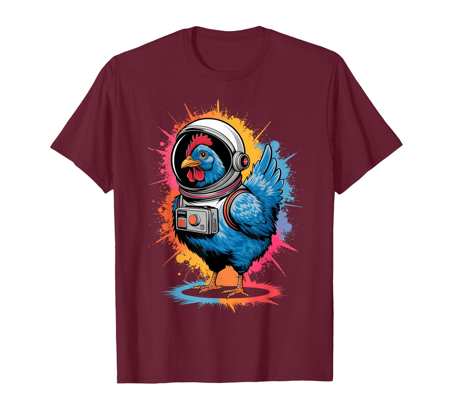 Funny Chicken Graphic Astronaut Chicken Unisex-Adults, Unisex-Kids Chicken Lover T-Shirt Black Small Classic Fit Imported Cotton, Polyester Short Sleeve T-Shirt