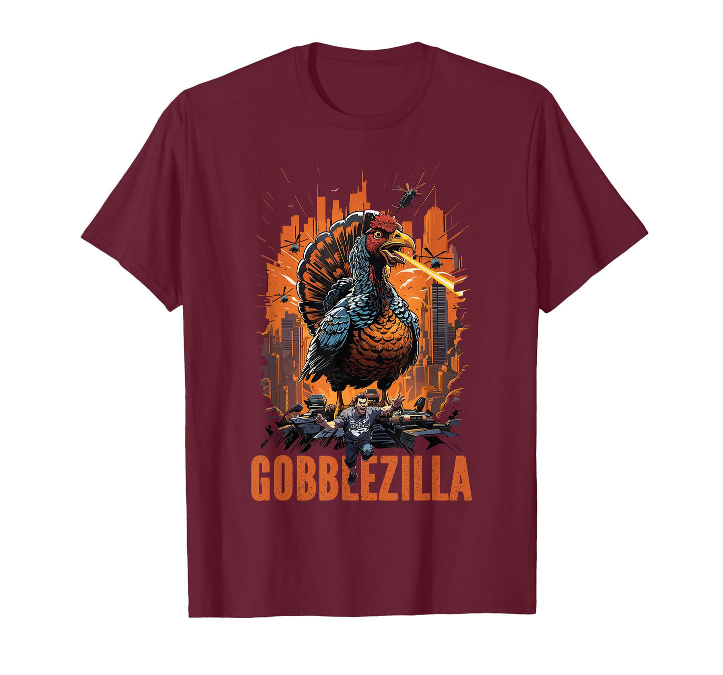 Funny Gobblezilla Angry Turkey Thanksgiving Men Women Teens T-Shirt