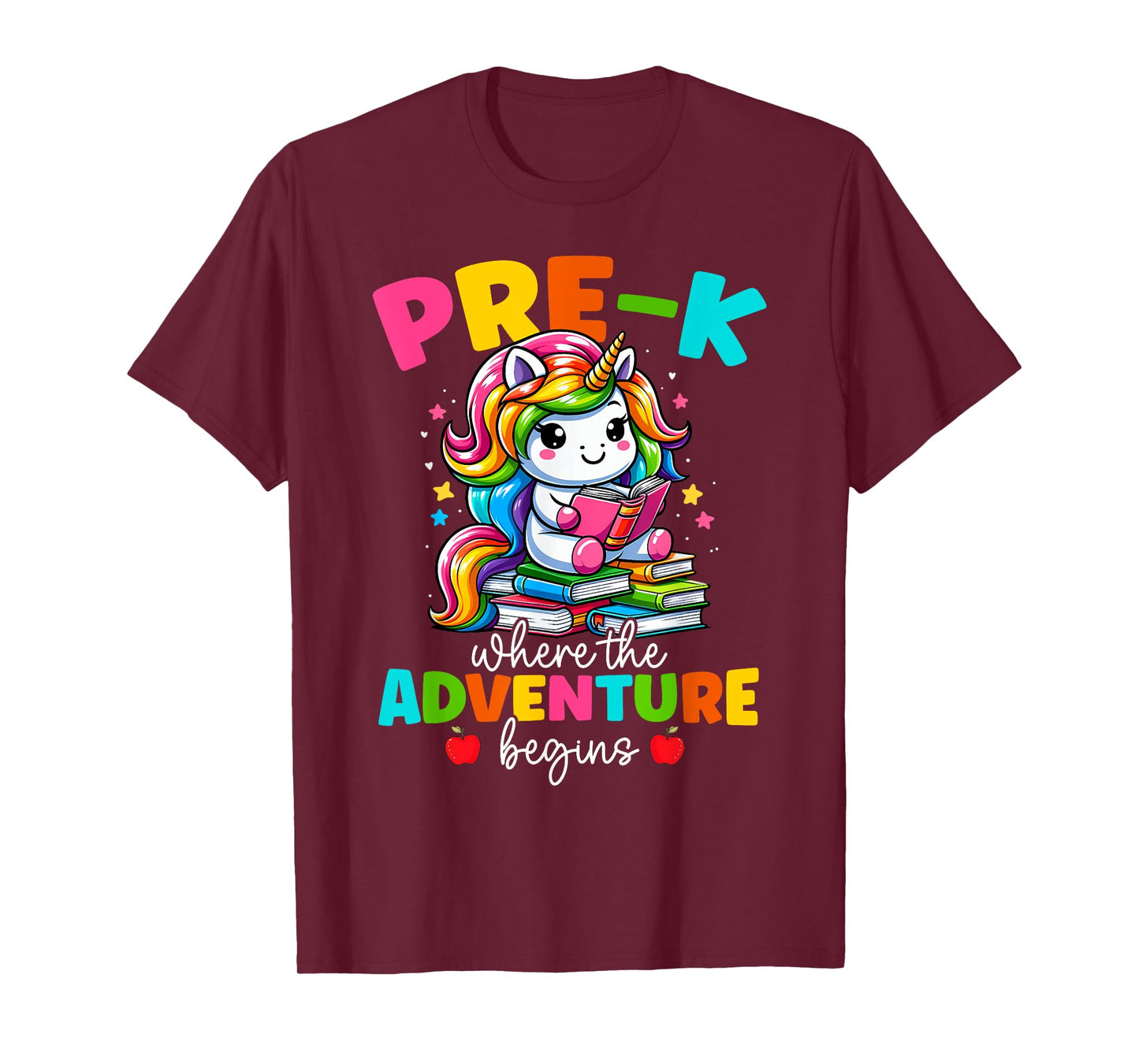 Pre-K Where The Adventure Begins Unicorn Back To School T-Shirt