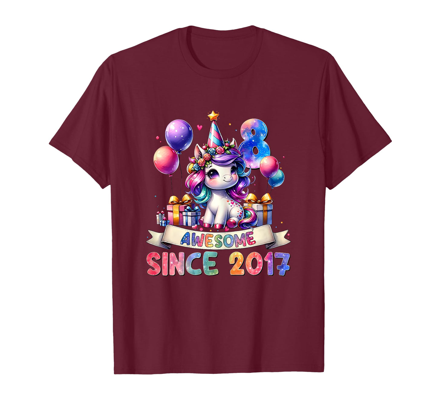 8 Year Old Unicorn Gifts For Girls 8th Birthday Girl Party T-Shirt