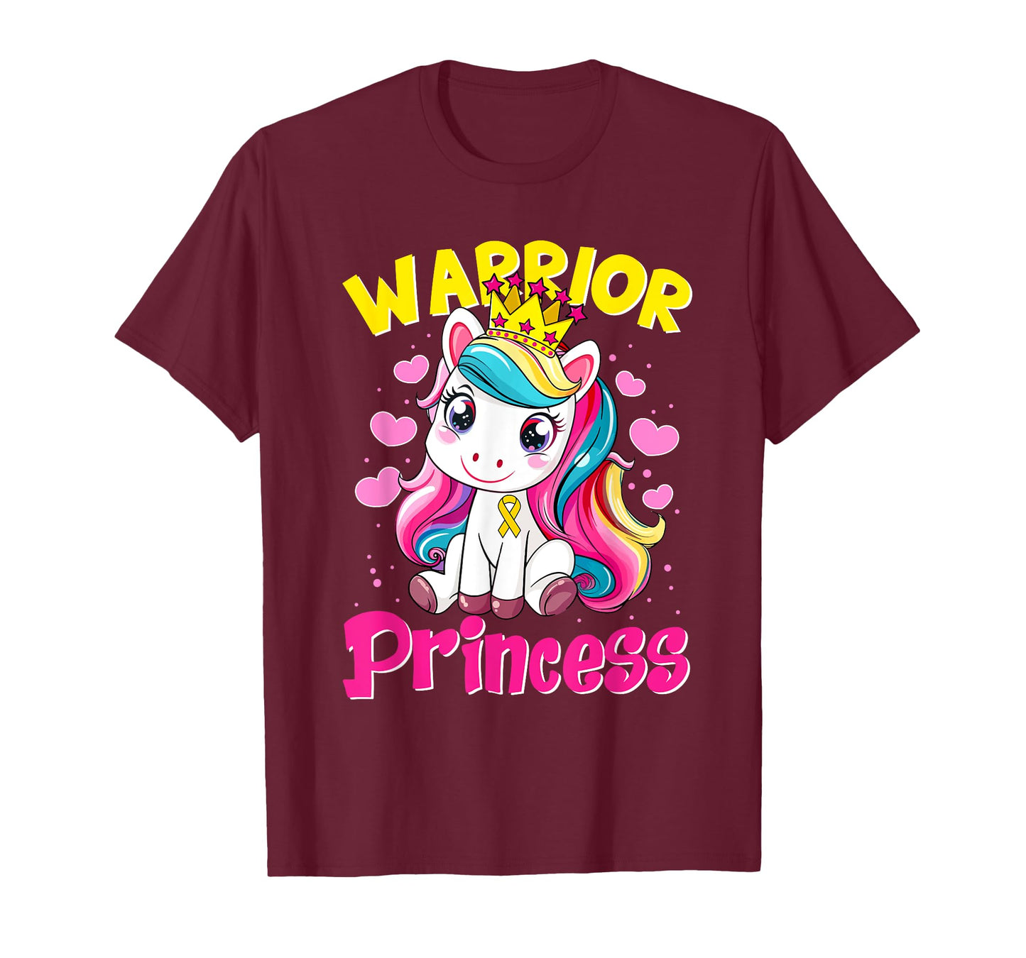 Warrior Princess Unicorn Girls Childhood Cancer Awareness T-Shirt