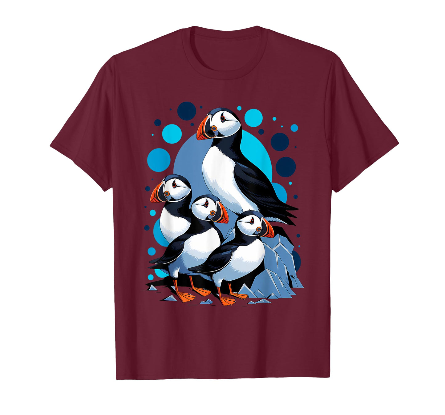 Funny Puffin Birds on Rocks Art T-Shirt