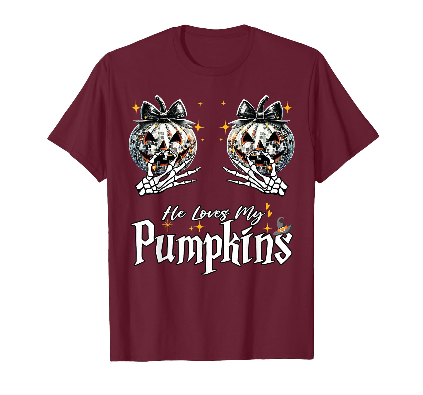 He Loves My Pumpkins I Love His Broomstick Couples Skeleton T-Shirt
