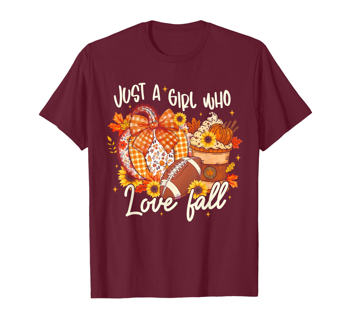 Just A Girl Who Loves Fall Coquette Pumpkin Spice Football T-Shirt