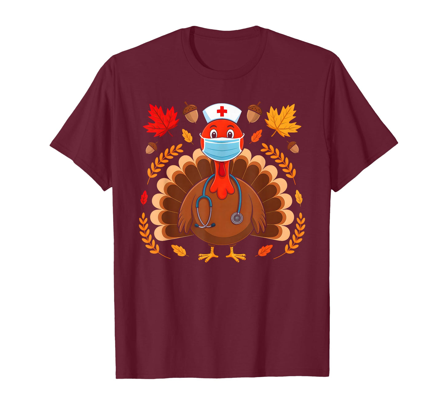 Turkey Nurse Thanksgiving Scrub Tops Women Nursing Holiday T-Shirt
