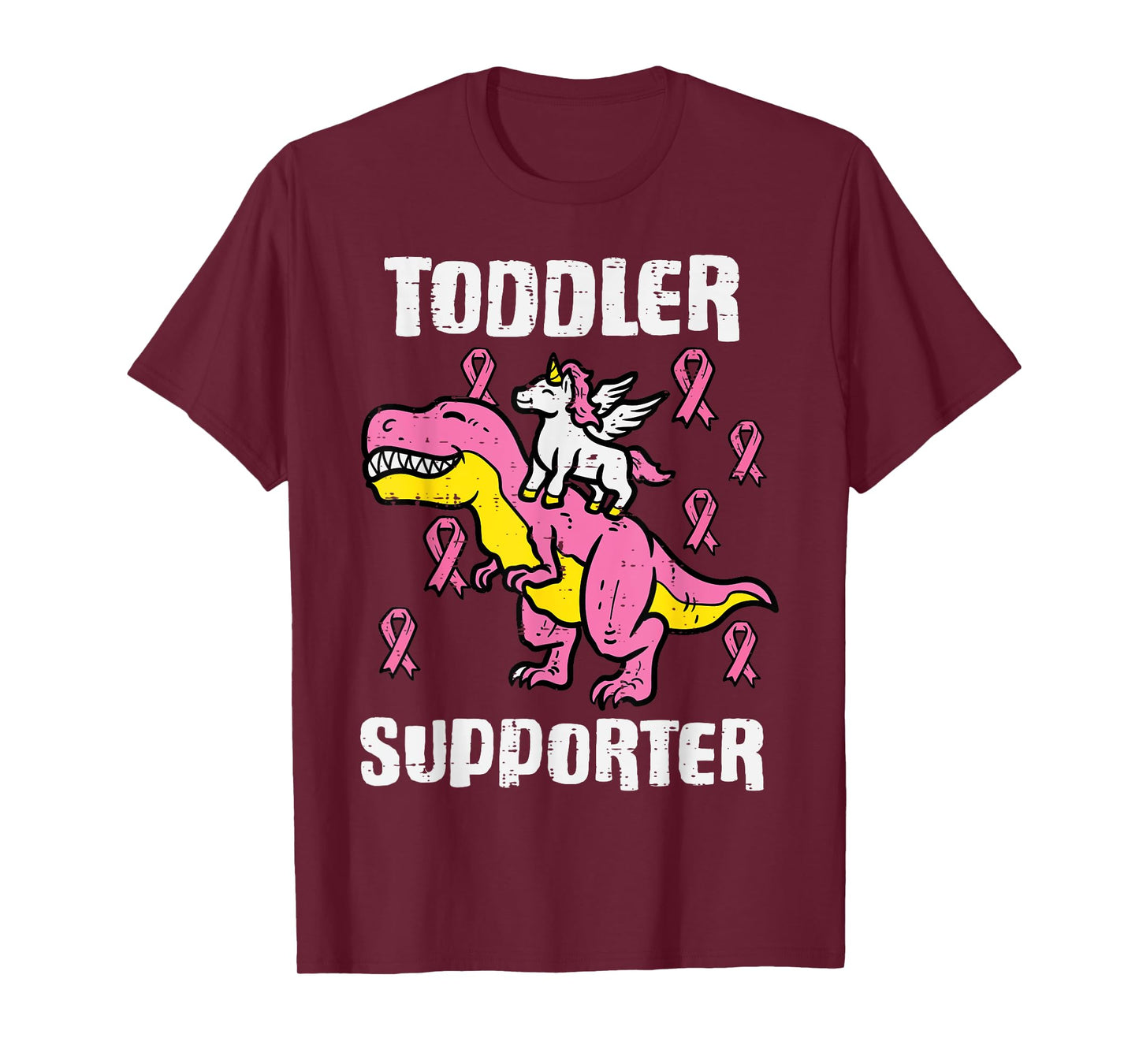 Unicorn Dino Toddler Supporter Breast Cancer Awareness Girl T-Shirt