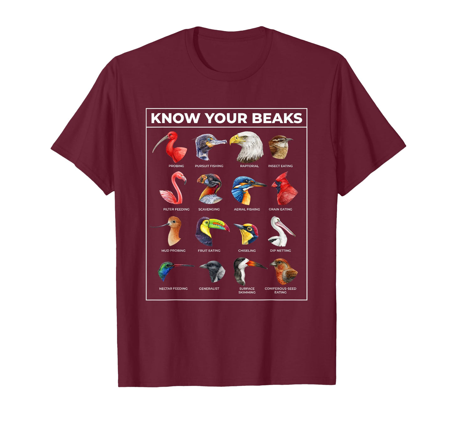 Know Your Beaks Types of Birds Shirt for Twitcher T-Shirt