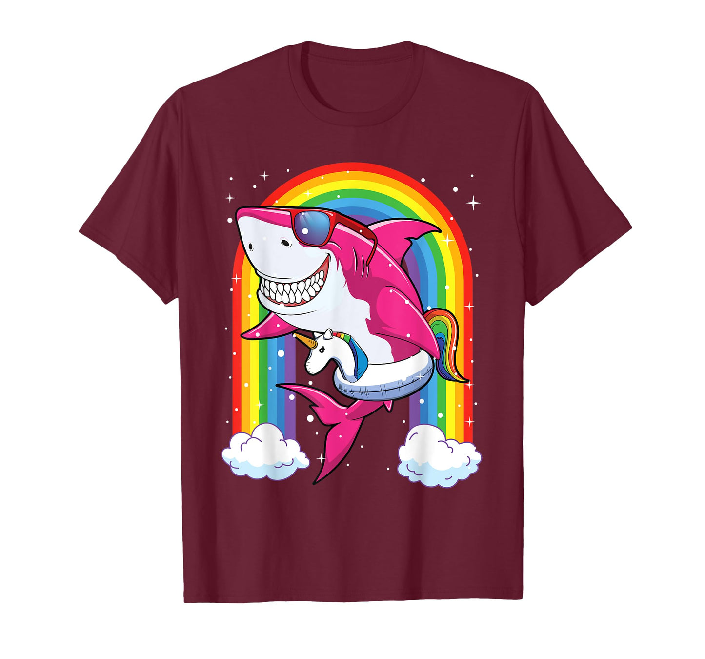 Pink Shark Shirt For Girls Kids Summer Vacation Unicorn T-Shirt