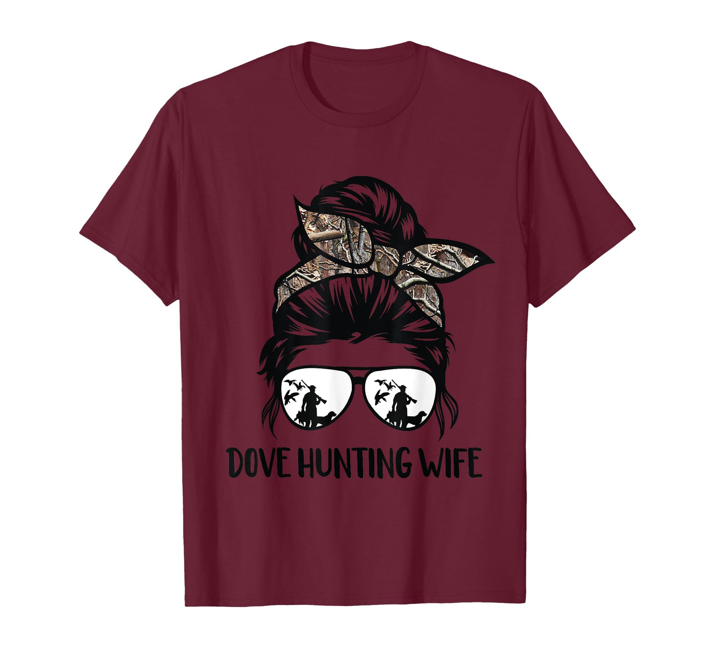 dove hunting wife messy bun Funny Dove Hunter woman mom T-Shirt