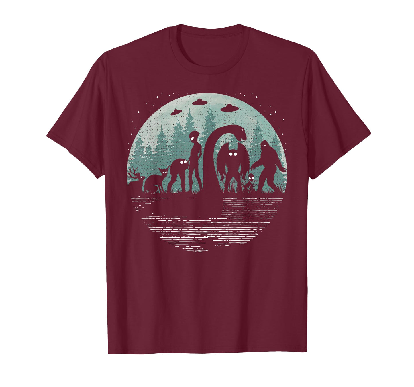 Bigfoot Loch Ness Monster With Mothman Aliens! Funny Cryptid T-Shirt