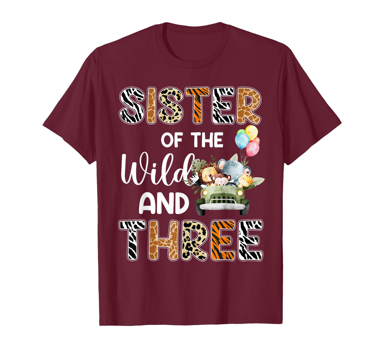 Sister Of The Wild and Three 3 Birthday Zoo Safari Jungle T-Shirt