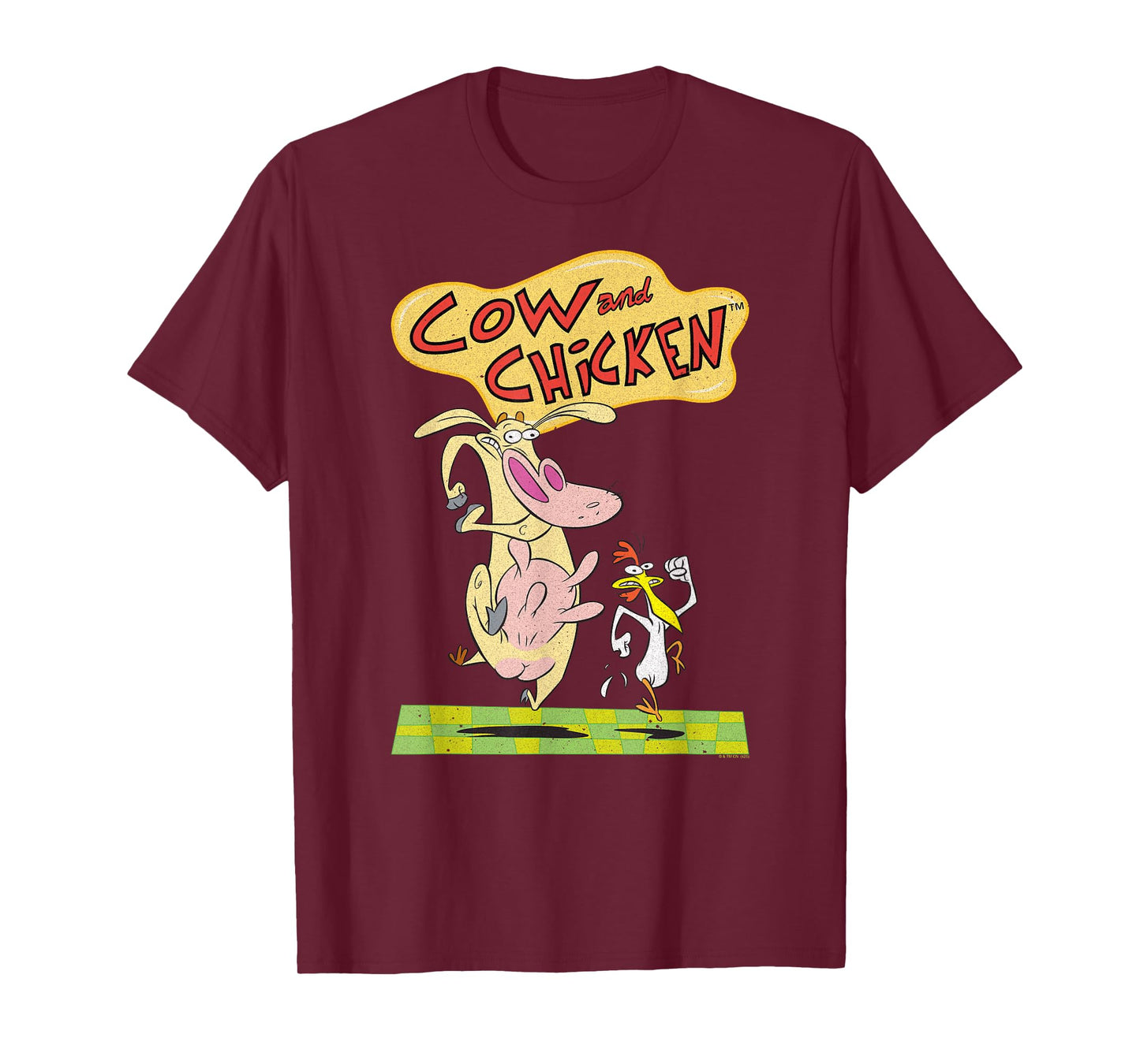 Cow and Chicken Vintage Running Characters Cartoon T-Shirt