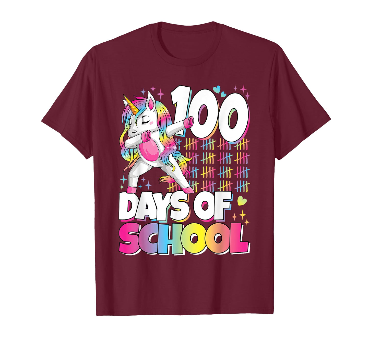 Cute 100 Days Of School Unicorn 100th Day Of School Girls T-Shirt