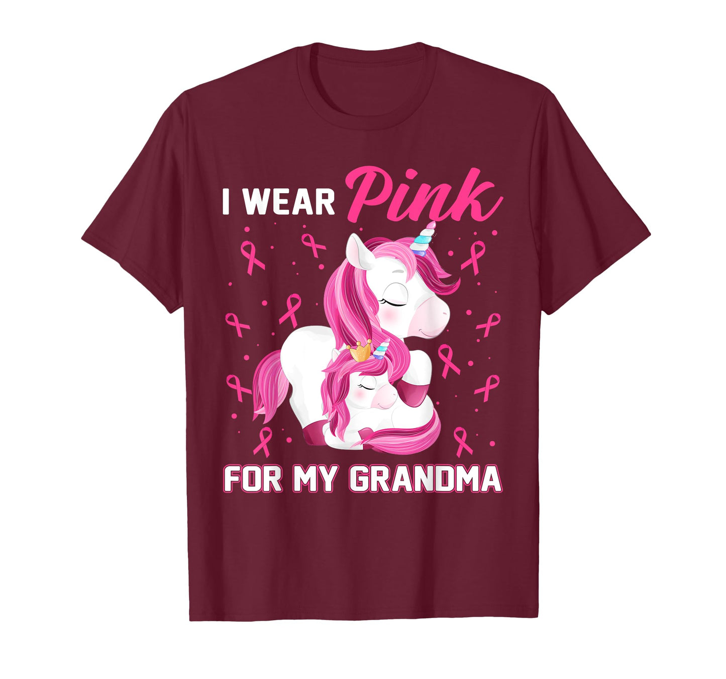 I Wear Pink For My Grandma Breast Cancer Awareness Unicorn T-Shirt
