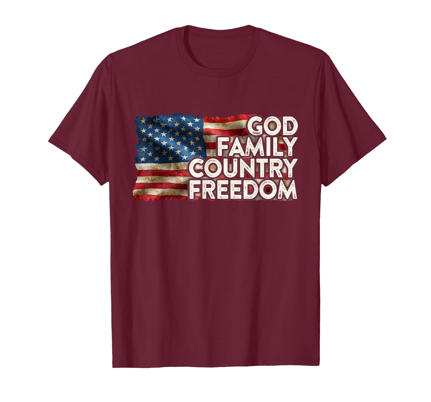 God Family Country Freedom 4th July USA Flag Christian T-Shirt
