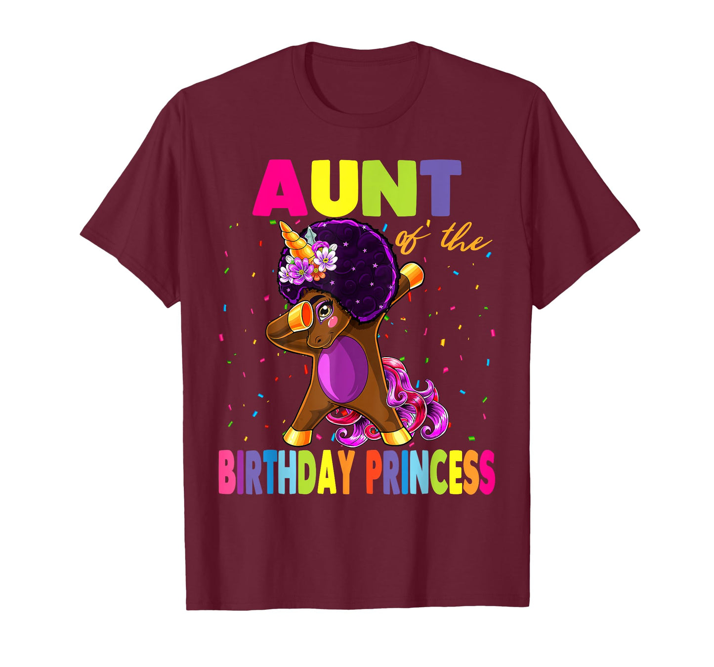 Dabbing Unicorn Afro Aunt of the Birthday Princess T-Shirt