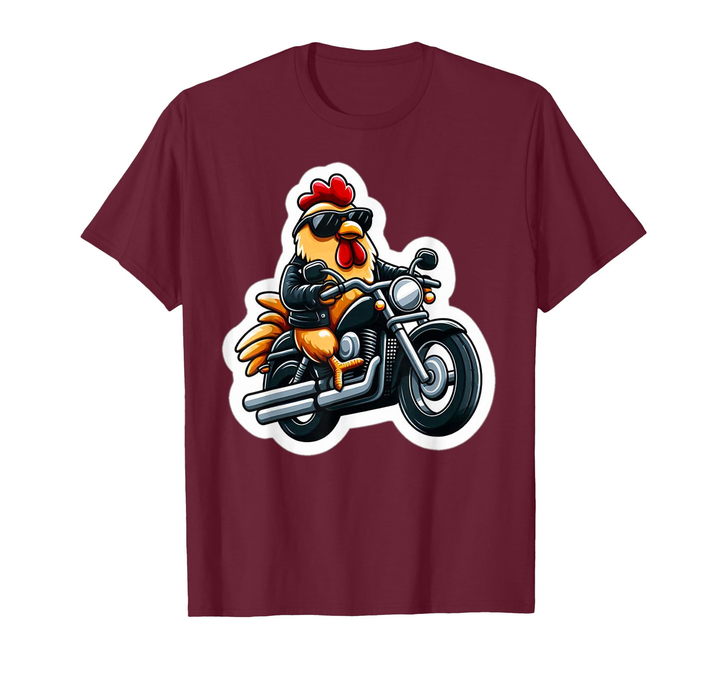 Cool Biker Chicken on Motorcycle T-Shirt