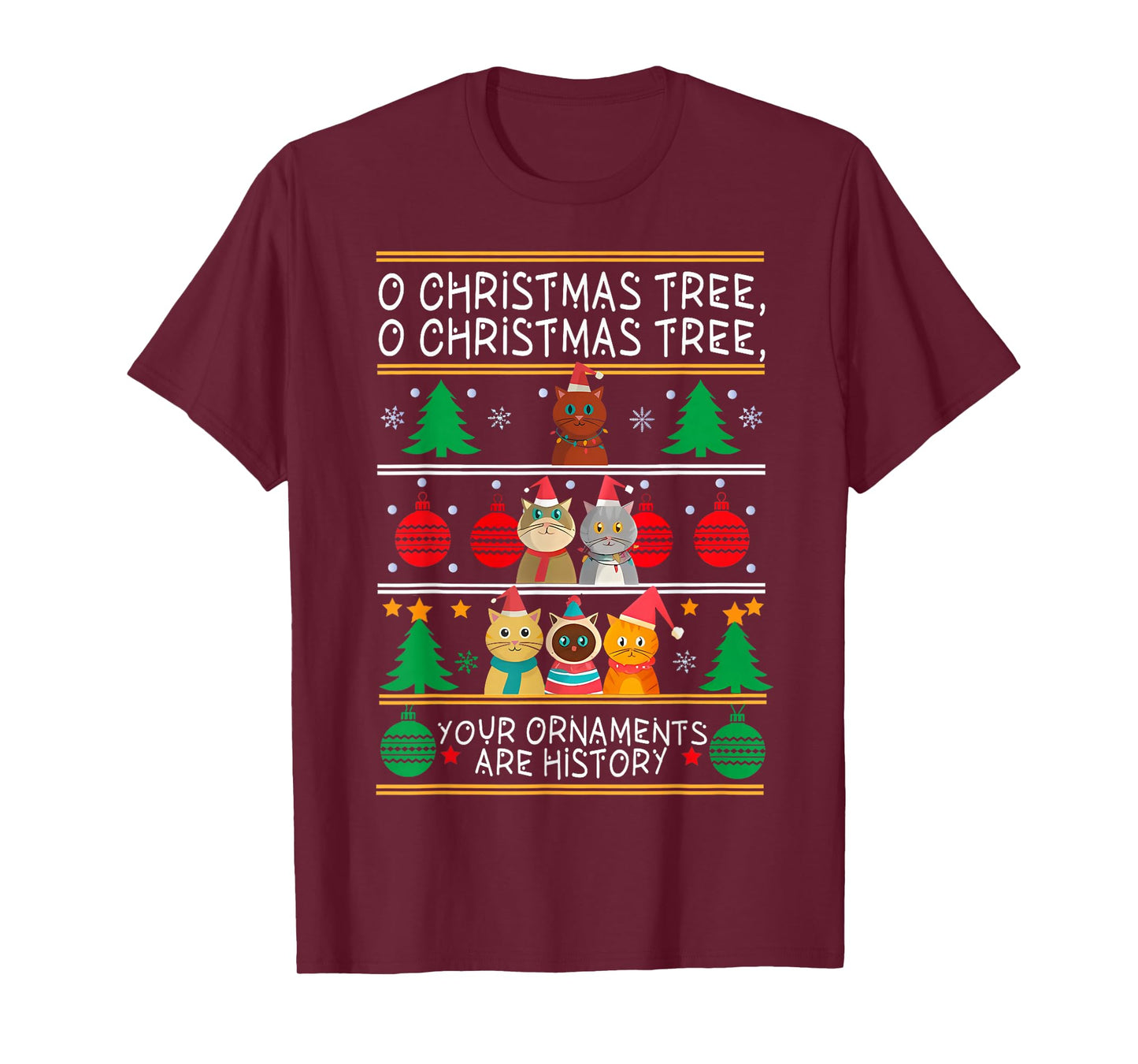 Merry Catmas Funny O Christmas Tree, Cat Xmas Meow Christmas T-Shirt