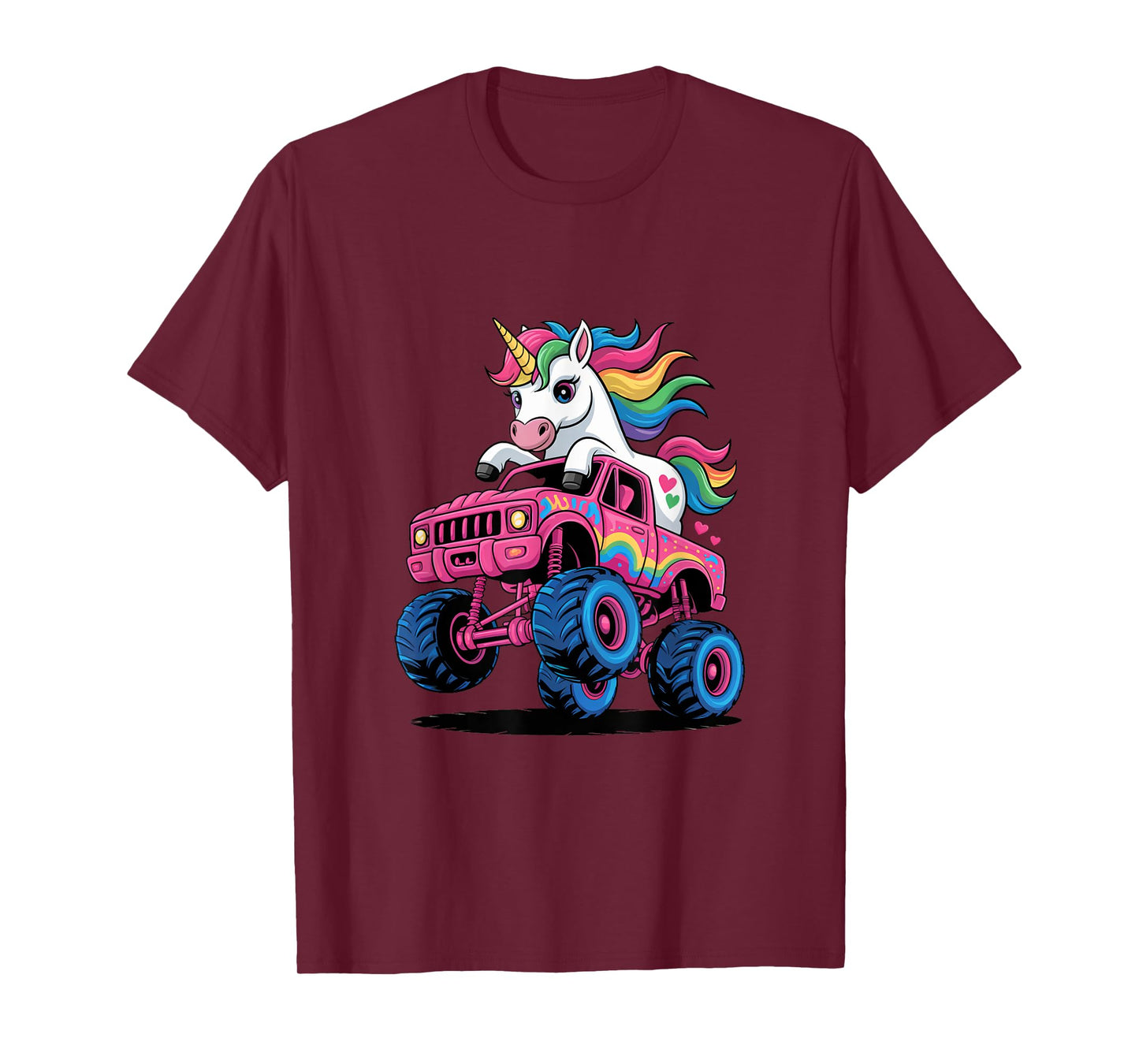 Funny Cute Unicorn Riding A Pink Monster Truck T-Shirt