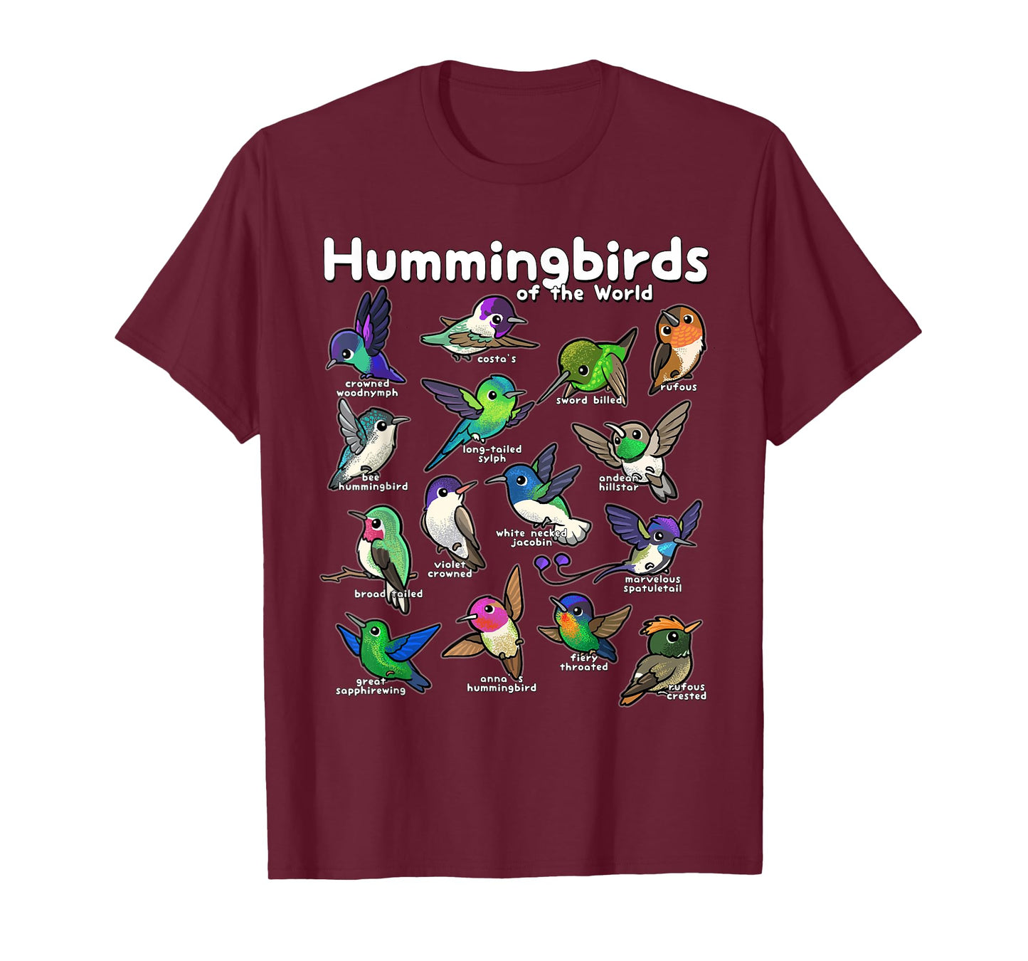 Hummingbird Lovers shirt Cute Hummingbirds of the World Bird T-Shirt