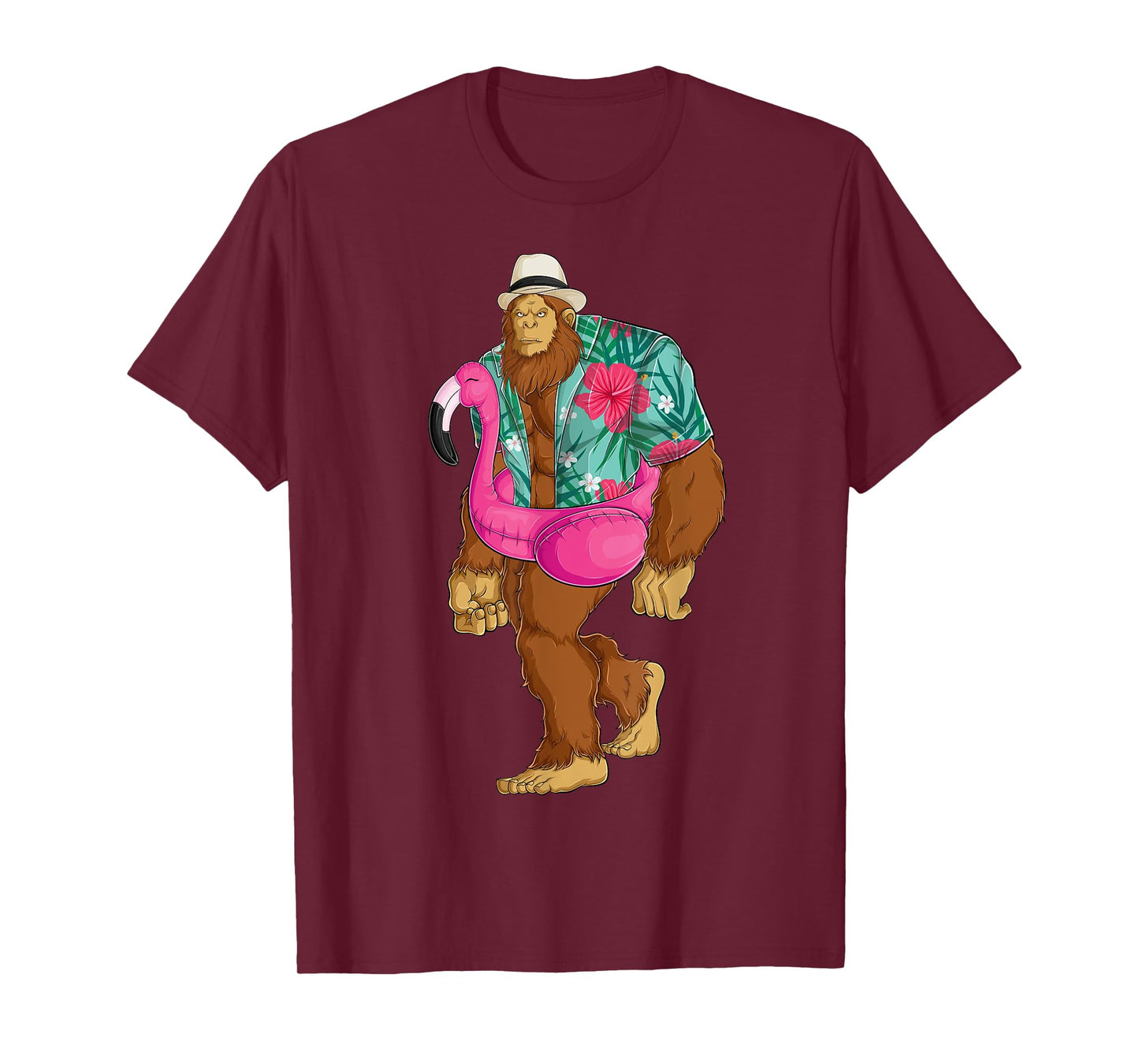 Bigfoot Sasquatch Pink Flamingo Aloha Beach Hawaiian Party Men Women Girls Kids T-Shirt