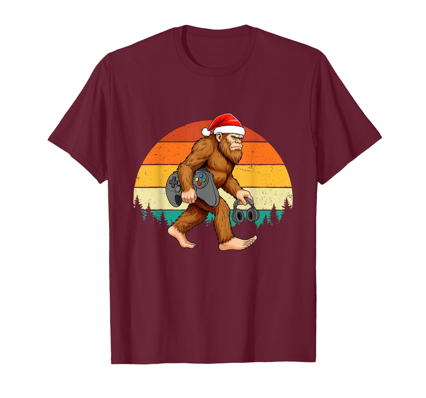 Gamer Bigfoot Christmas - Gaming Lover Video Games Xmas T-Shirt