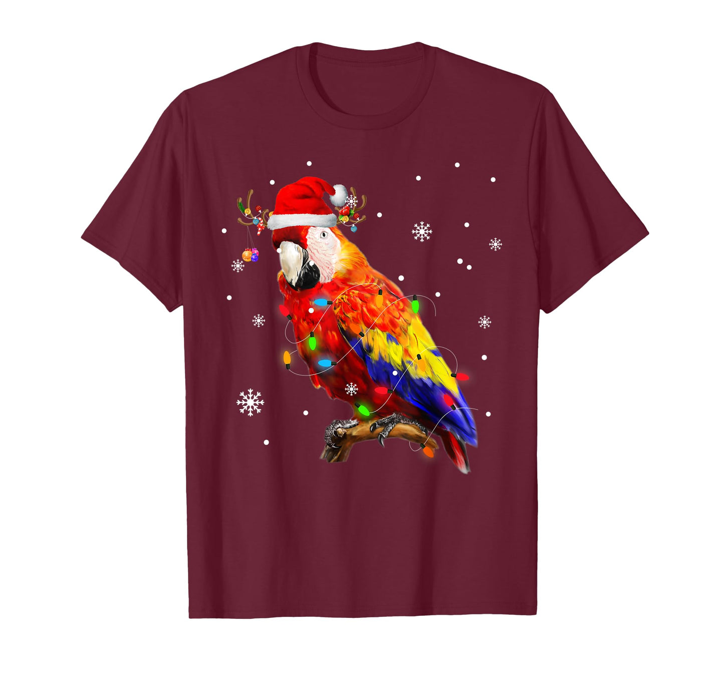 Parrot Santa Hat Reindeer Xmas Light Christmas Pajama Family T-Shirt