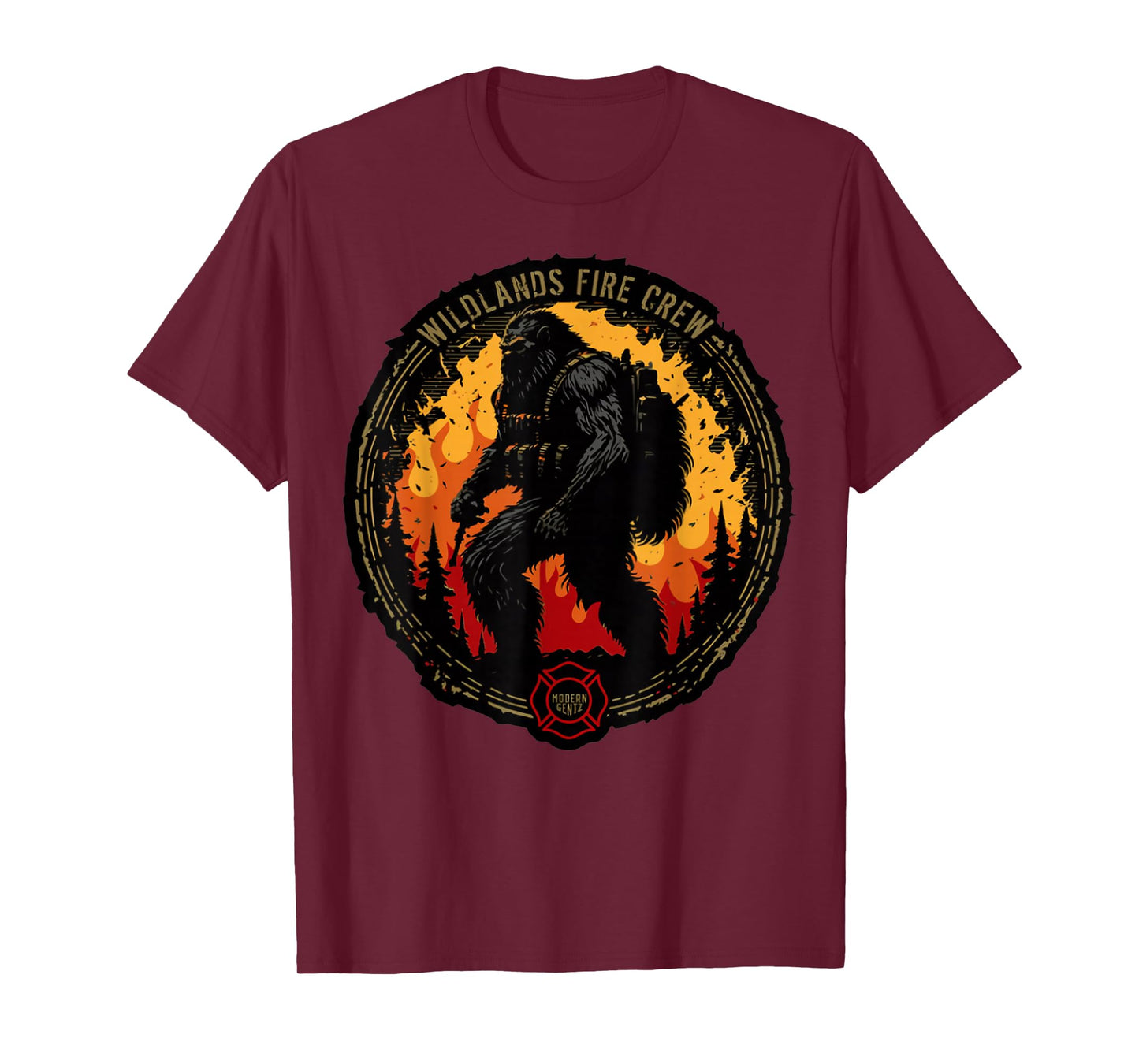 Retro Bigfoot Wildland Firefighter Sasquatch Fireman Gifts T-Shirt