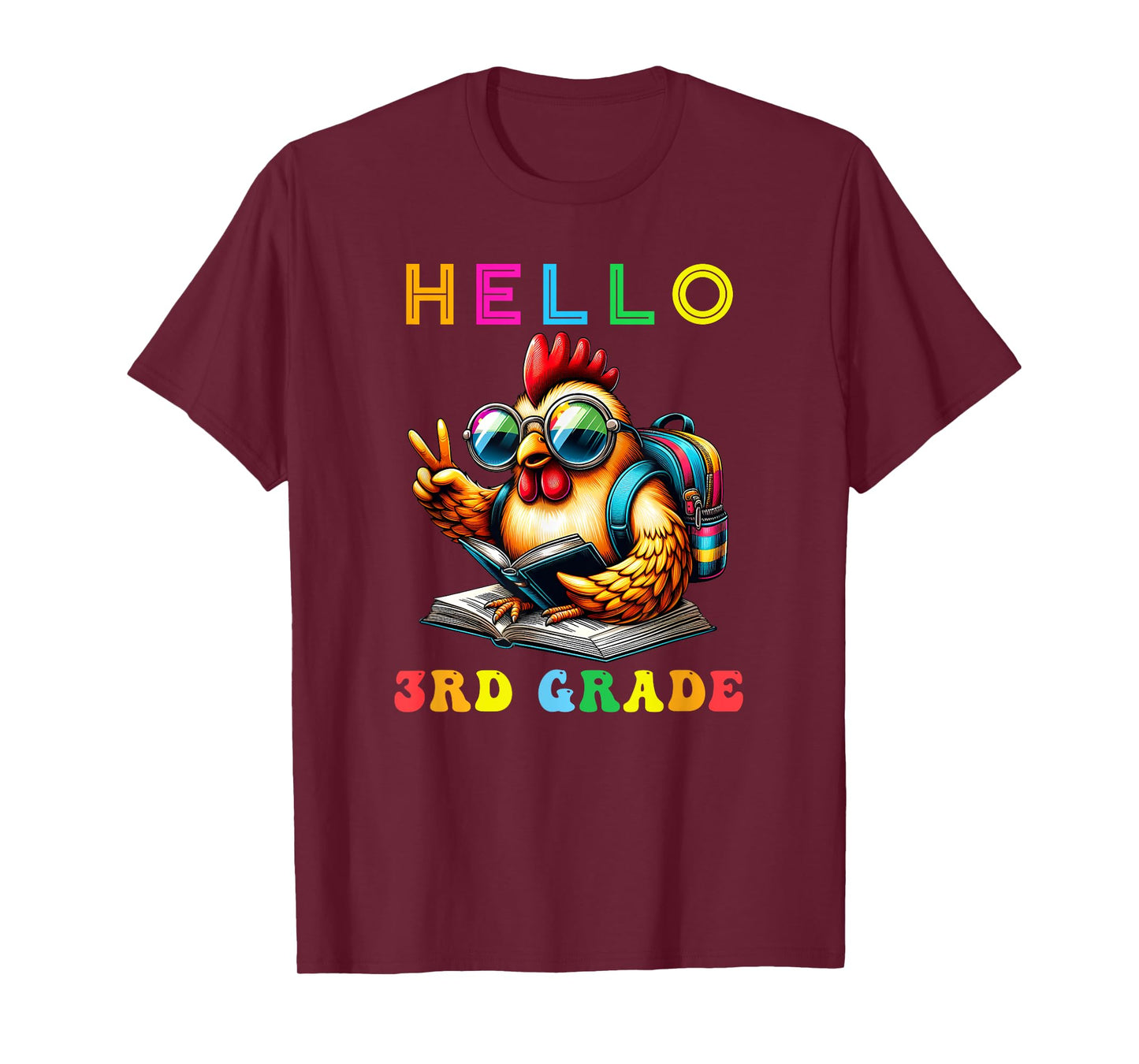 Hello Third Grade Chicken Lover Back to School Kids Teacher T-Shirt