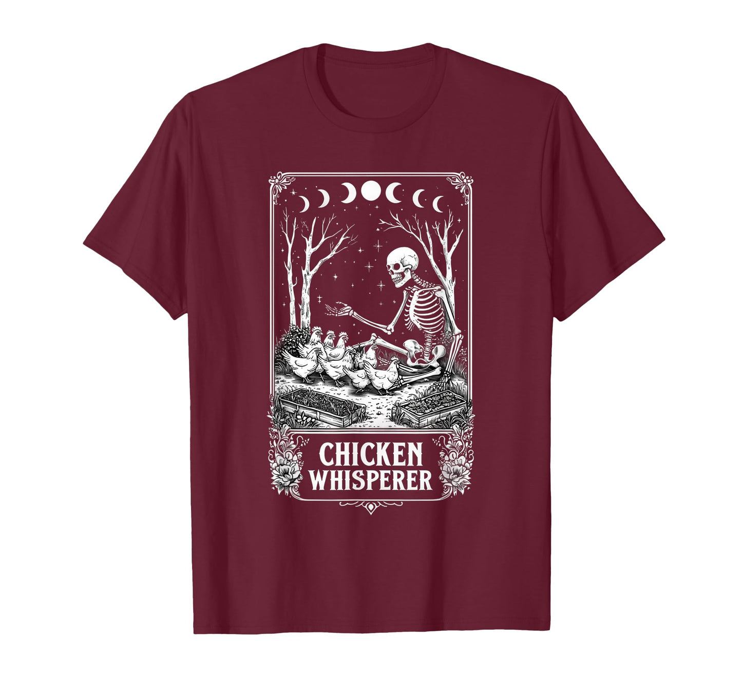 Skeleton Tarot Card design – Witchy Chicken Garden design T-Shirt
