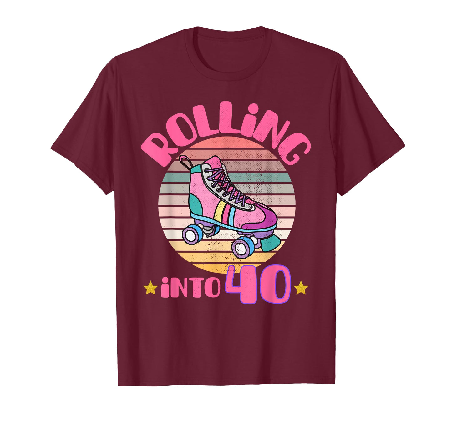 Roller Skating 40 Year Old Birthday Girl Rolling Into 40 T-Shirt