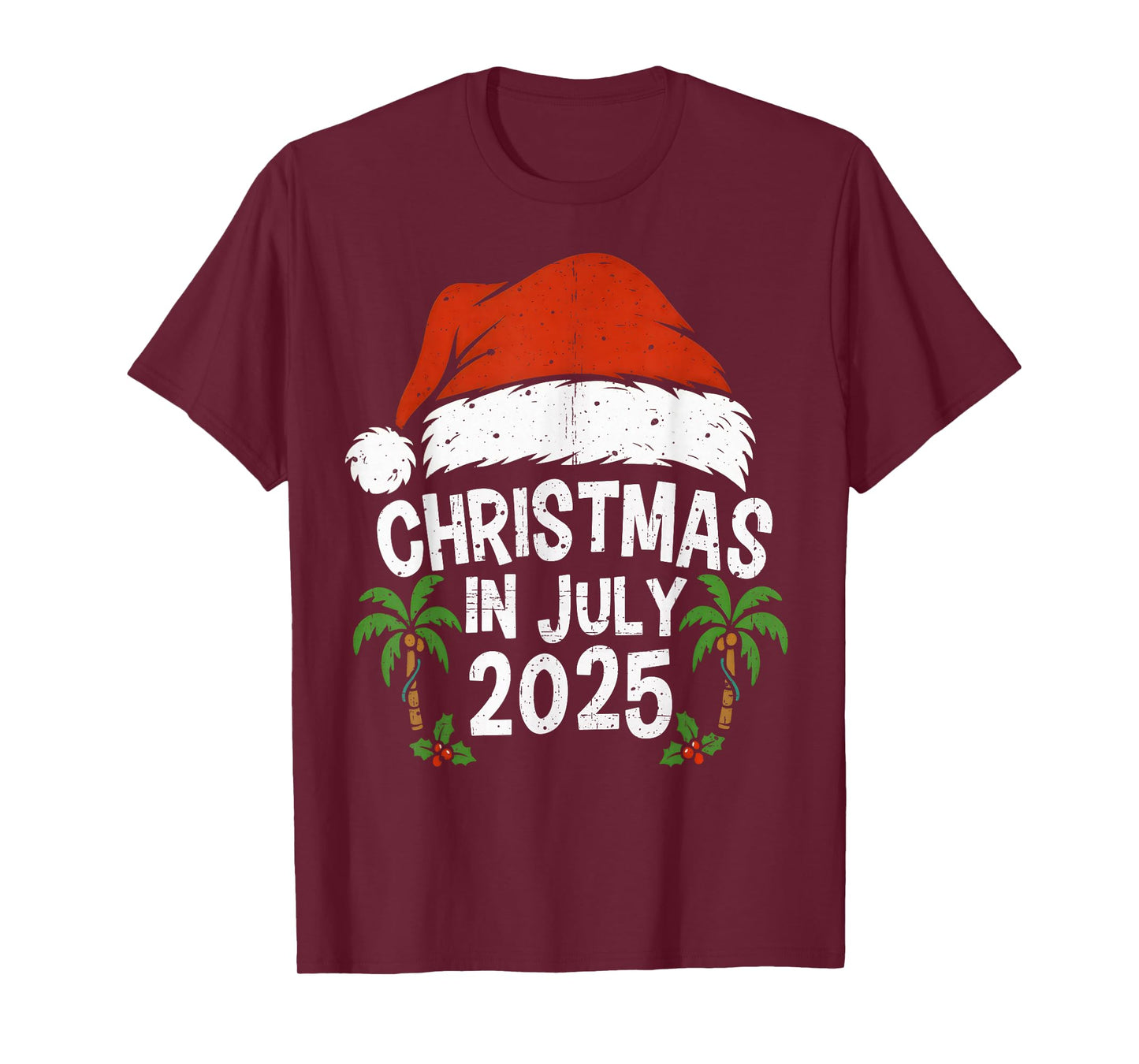 Santa Hat Christmas In July 2025 Family Vacation Summer 2025 T-Shirt