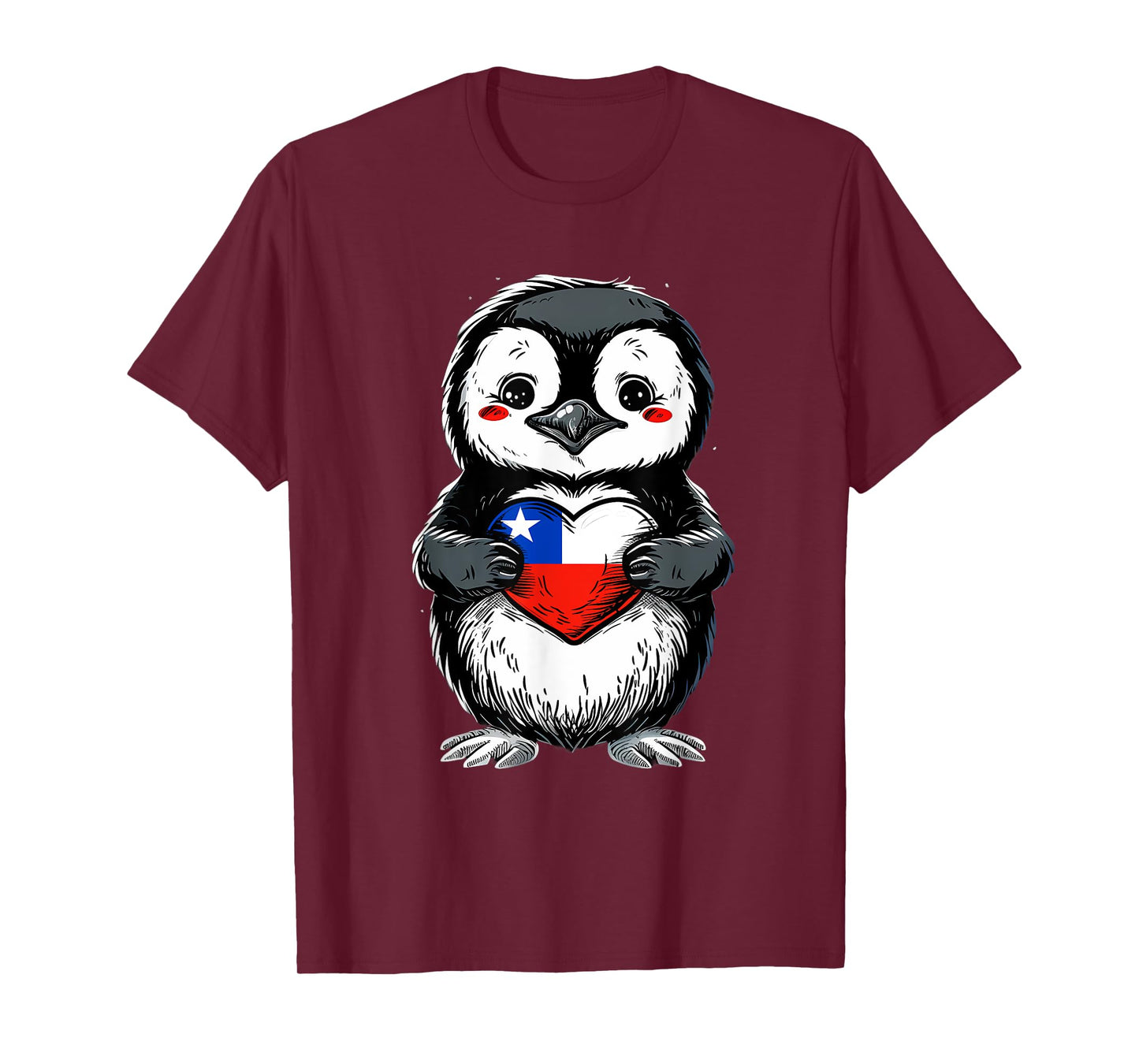 Chile Chilean Flag Heart Penguin Chilean Pride Chilean Roots T-Shirt