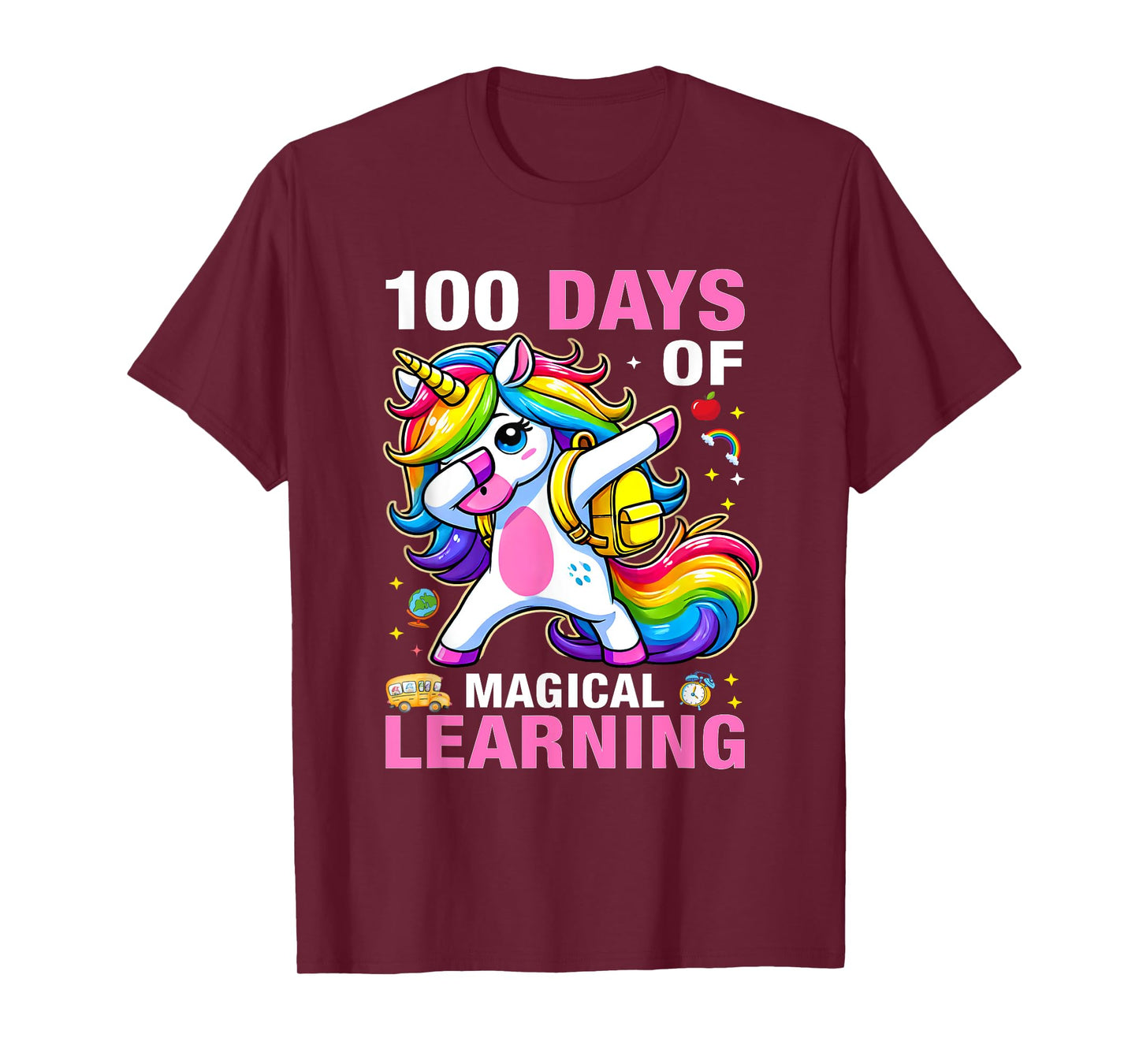 100 Days of Magical Learning Unicorn 100 Days Of School Girl T-Shirt