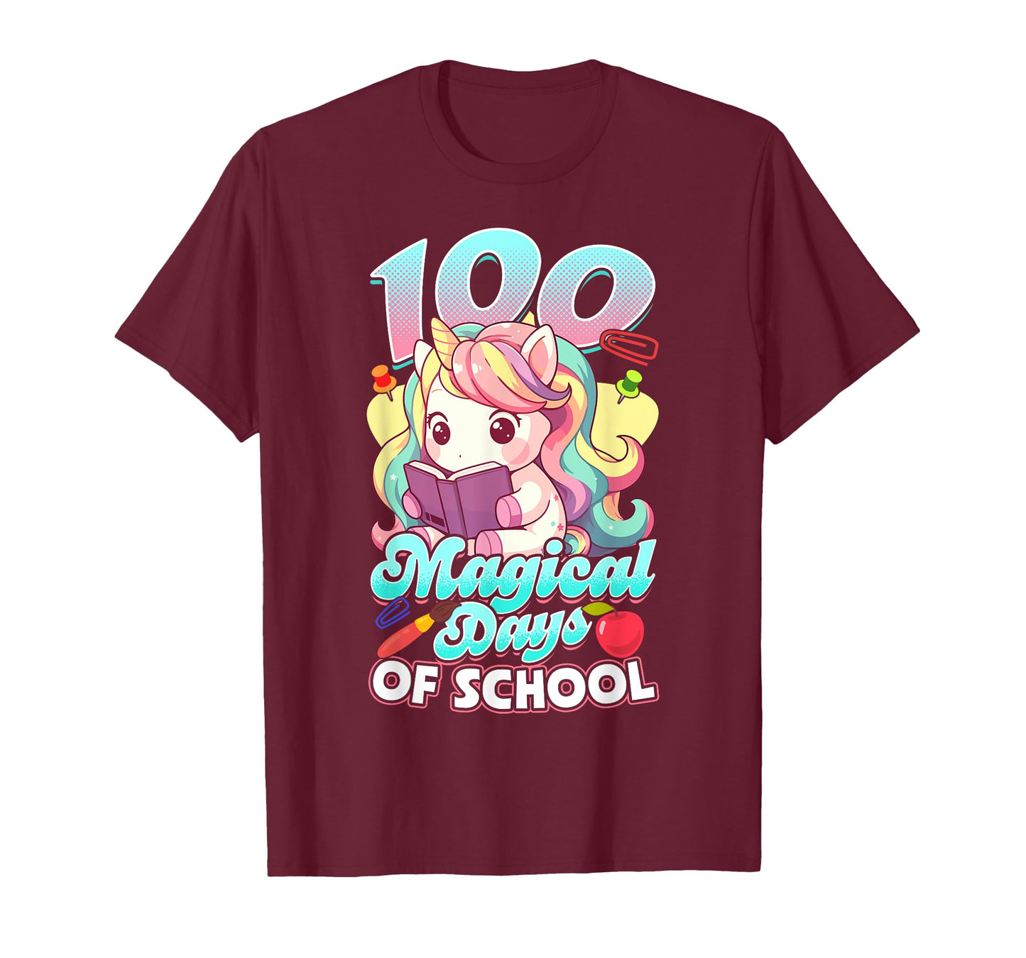 100 Days of School Unicorn 100 Magical Days Teacher Girls T-Shirt