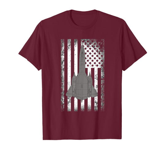 SR-71 Blackbird American Flag Military Plane T-Shirt for Women Men