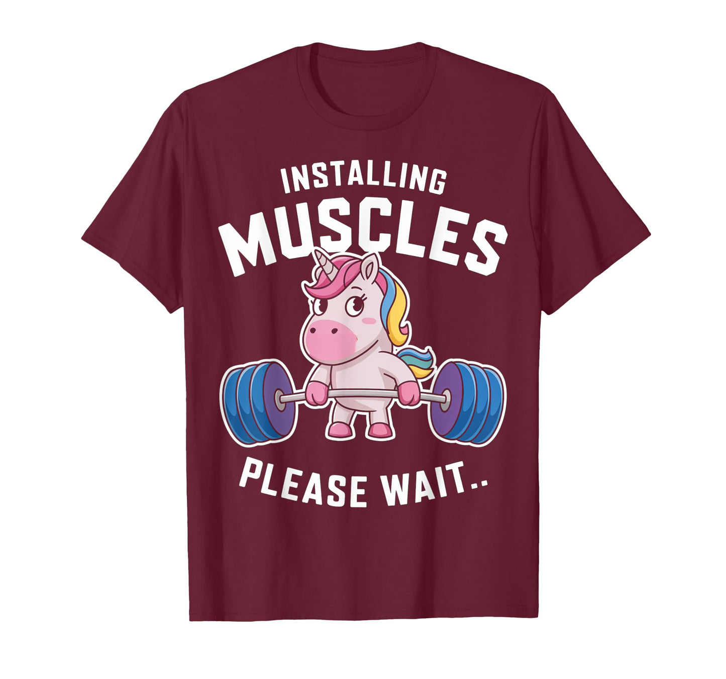 Unicorn Lifting Barbell Loading Muscles Funny Gym Design T-Shirt