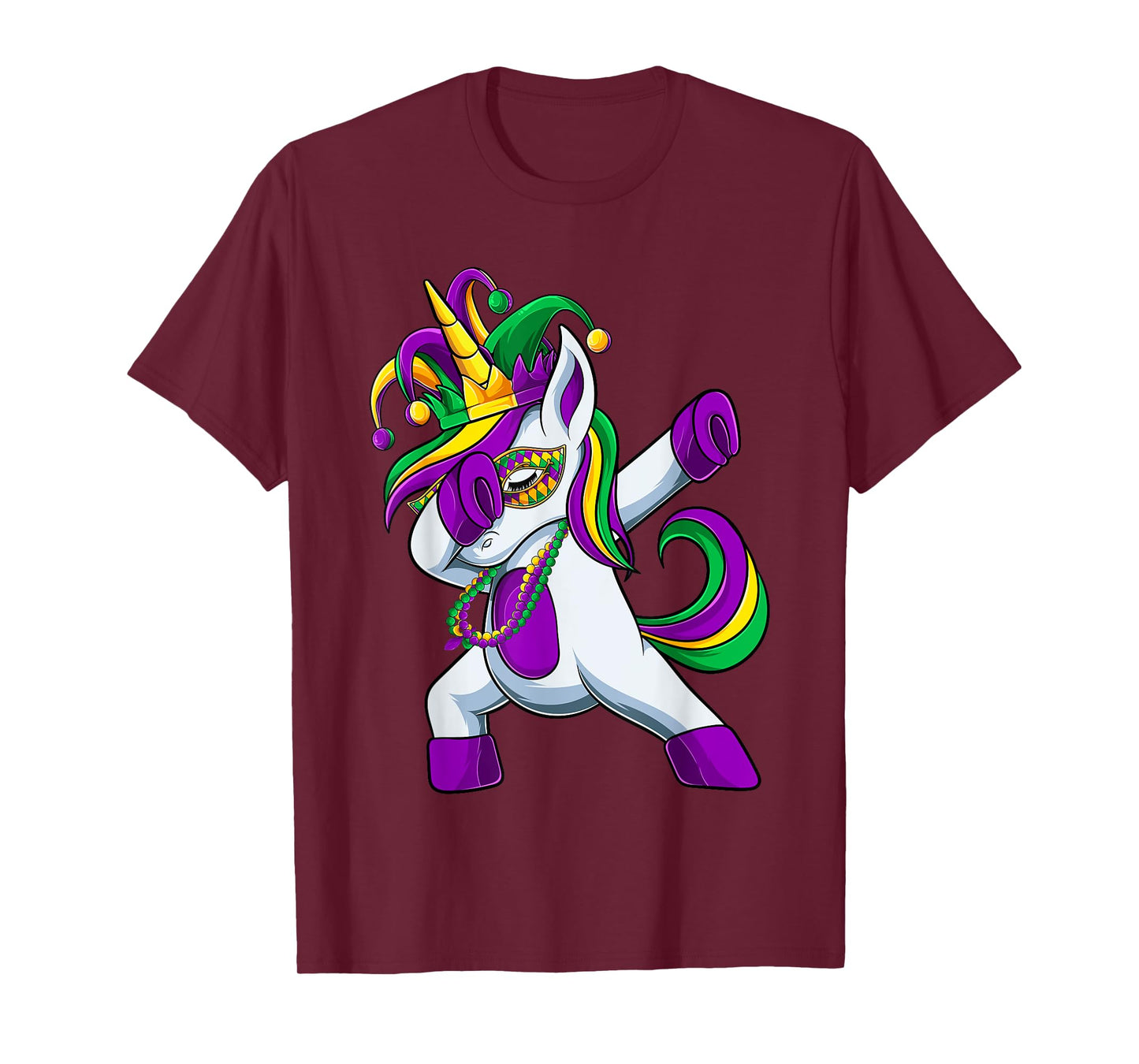 Dabbing Jester Unicorn Mardi Gras Shirt, Kids Girls T-Shirt