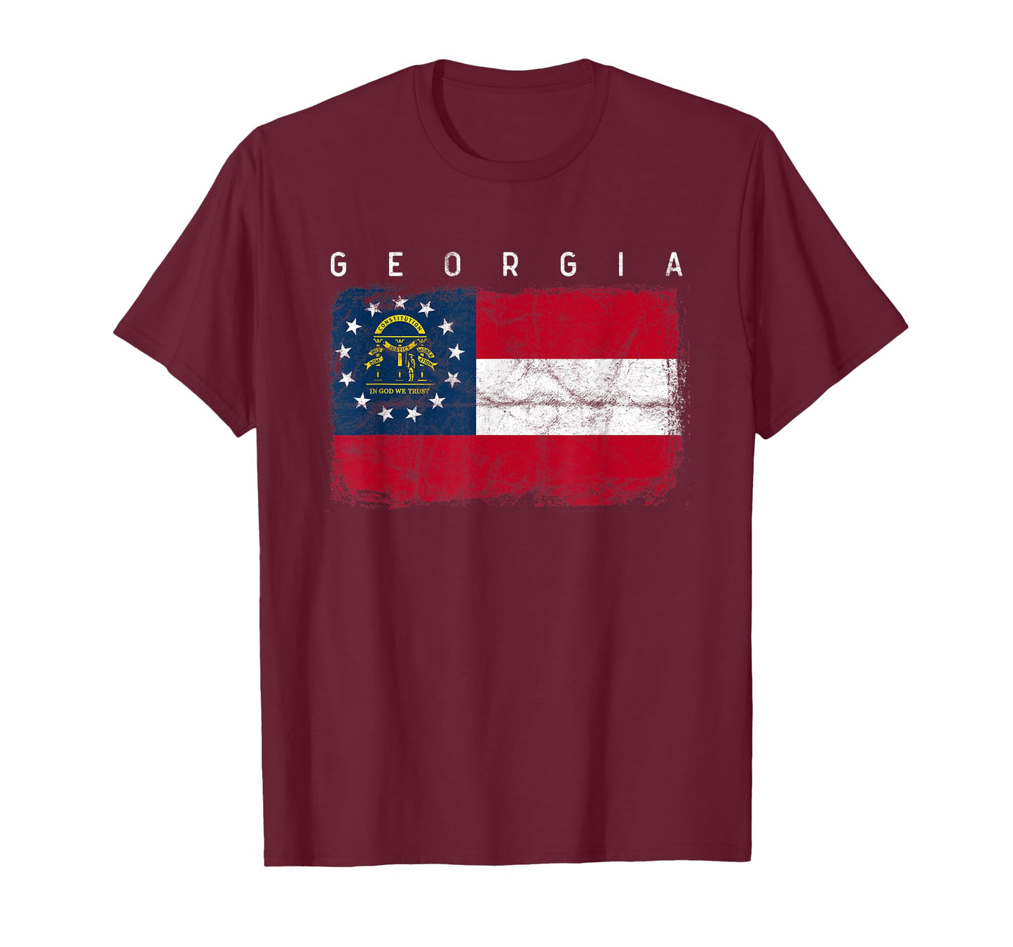 Georgia Vintage Distressed Home State Flag Design T-Shirt
