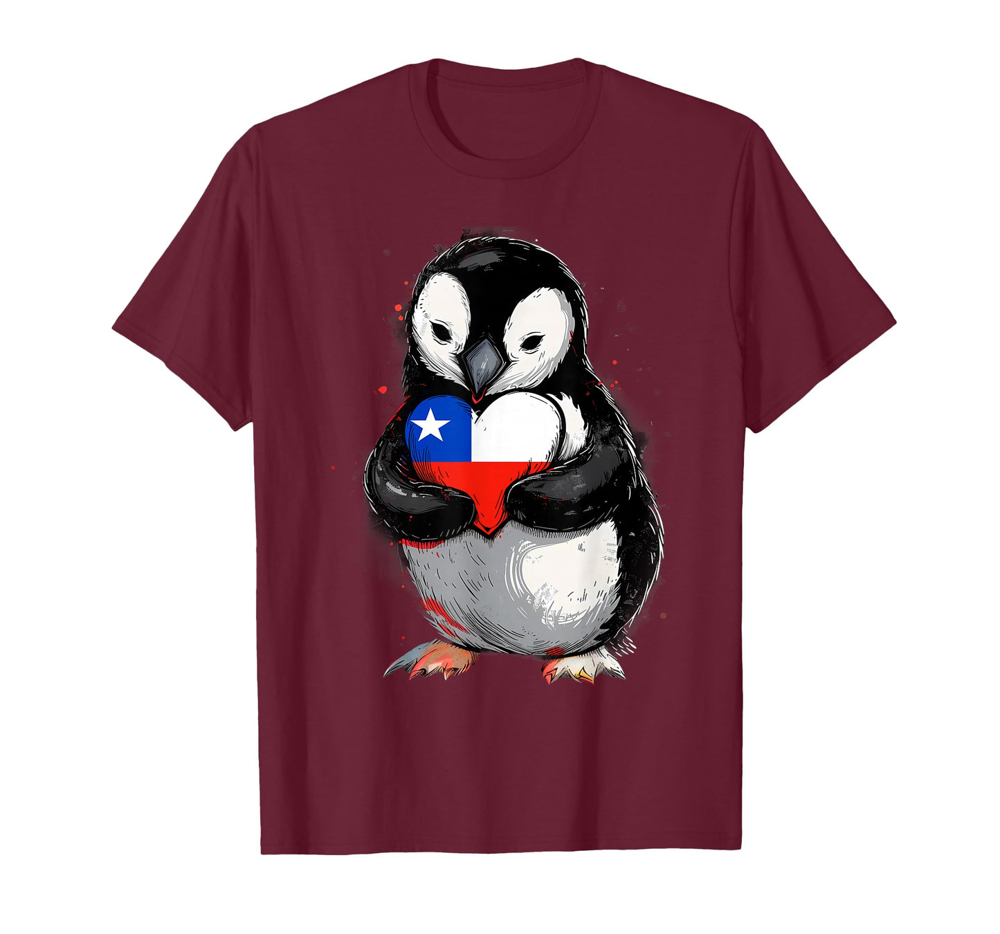 Chile Heart Penguin Chilean Pride Chilean Roots Chilean Flag T-Shirt