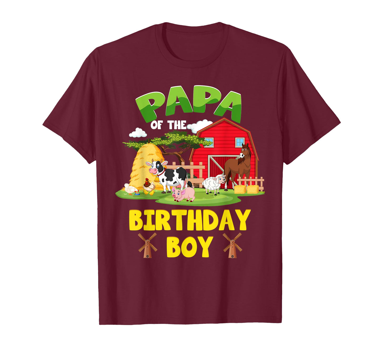 Papa Of The Birthday Boy Farm Animals Barnyard Party T-Shirt
