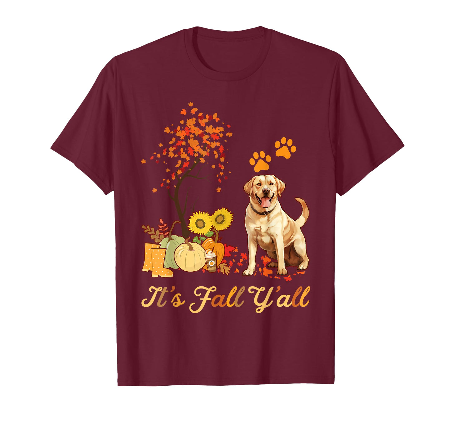 Labrador Retriever Fall Autumn Leaf Maple Tree Thanksgiving T-Shirt