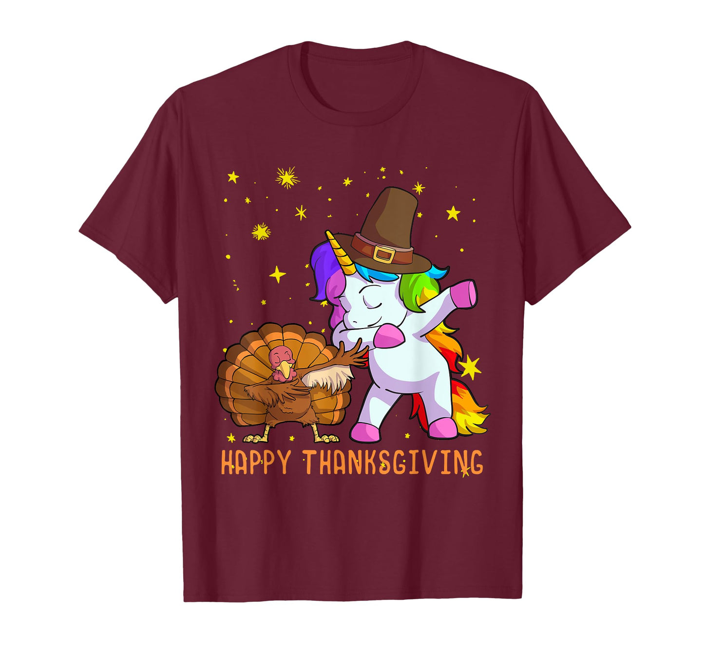 Cute Unicorn Thanksgiving Shirt For Girls Pilgrim Hat Turkey T-Shirt