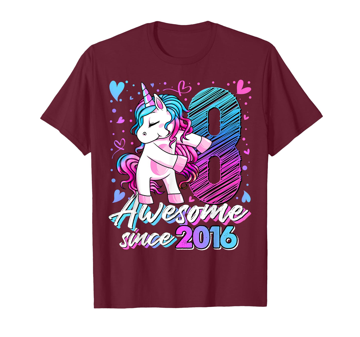 8 Years Old Flossing Unicorn Gifts 8th Birthday Girl Party T-Shirt