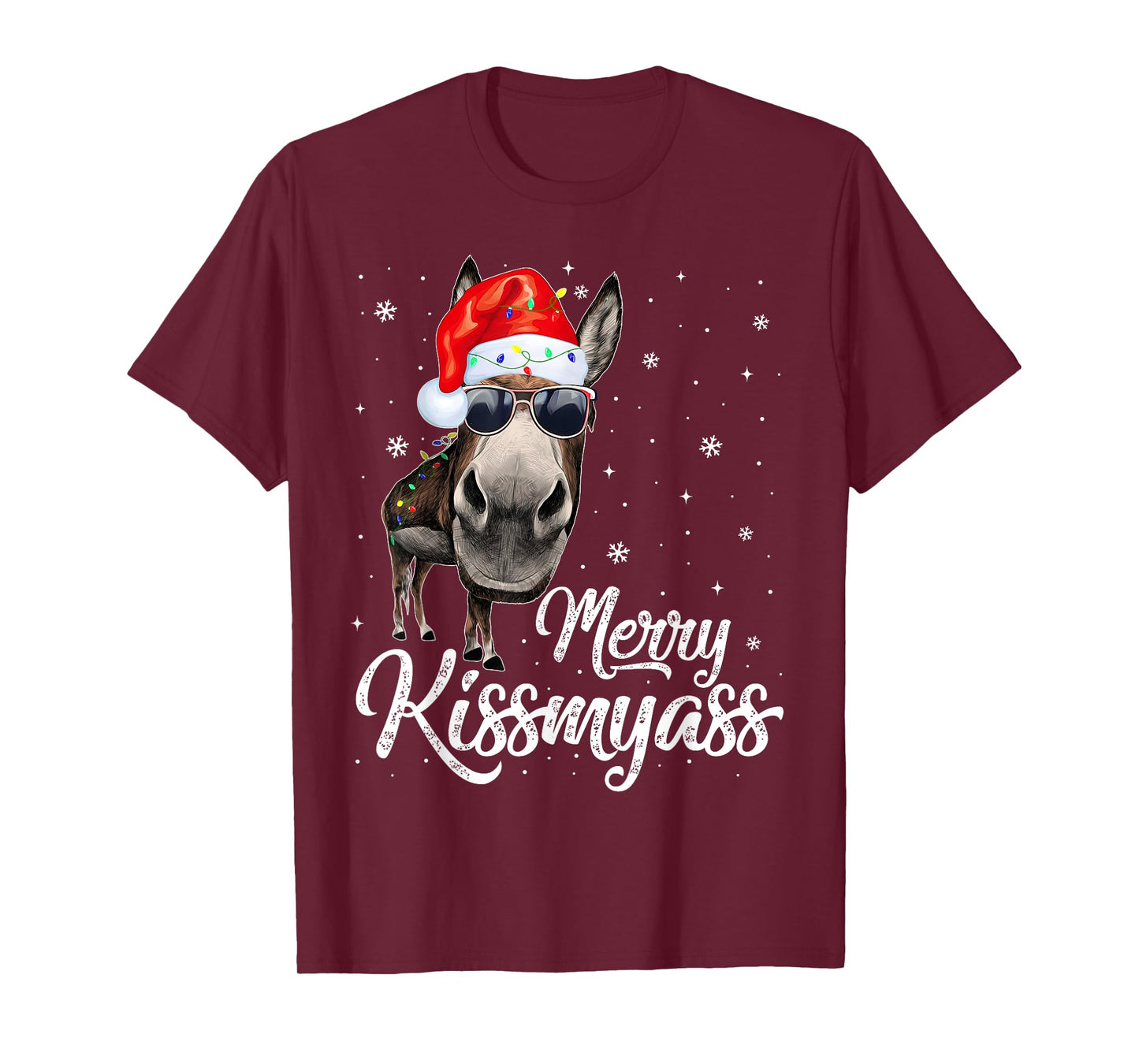 Merry Kissmyass Donkey Sarcastic Xmas Funny Pajama Christmas T-Shirt
